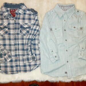 Toddler boys clothes size 4t blue plaid dress button up shirts long sleeve lot